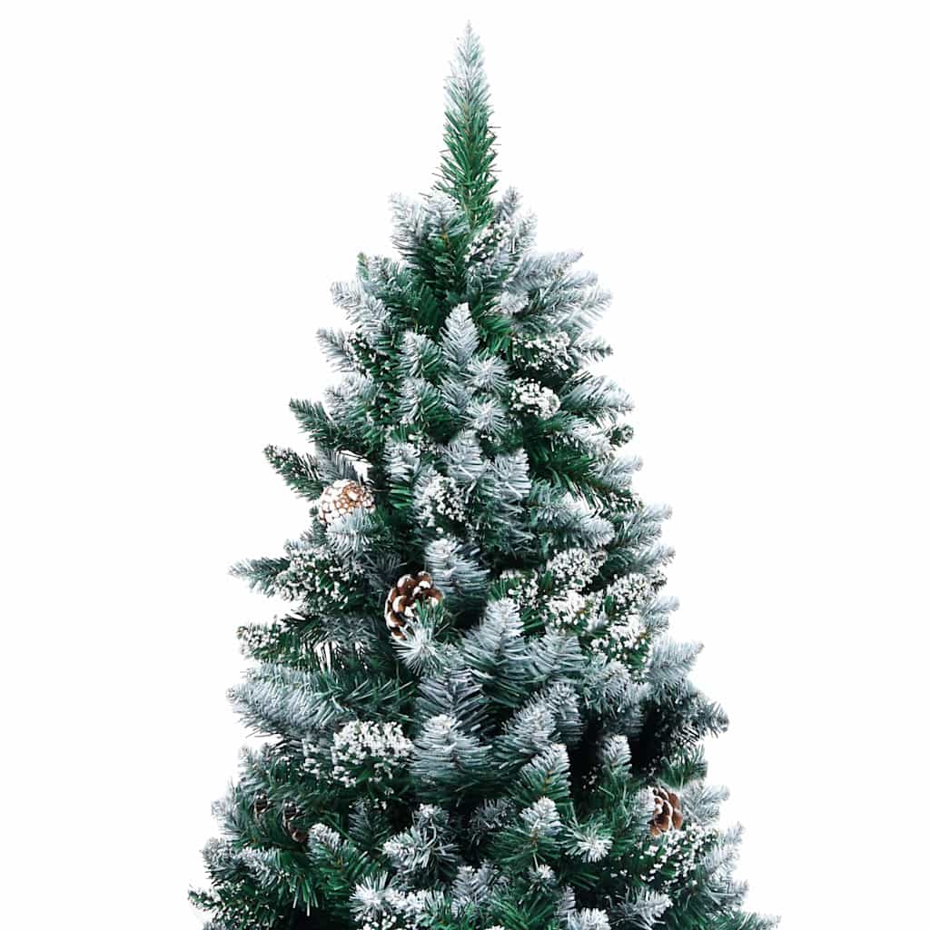 Plastgran med kottar och vit snö 240 cm