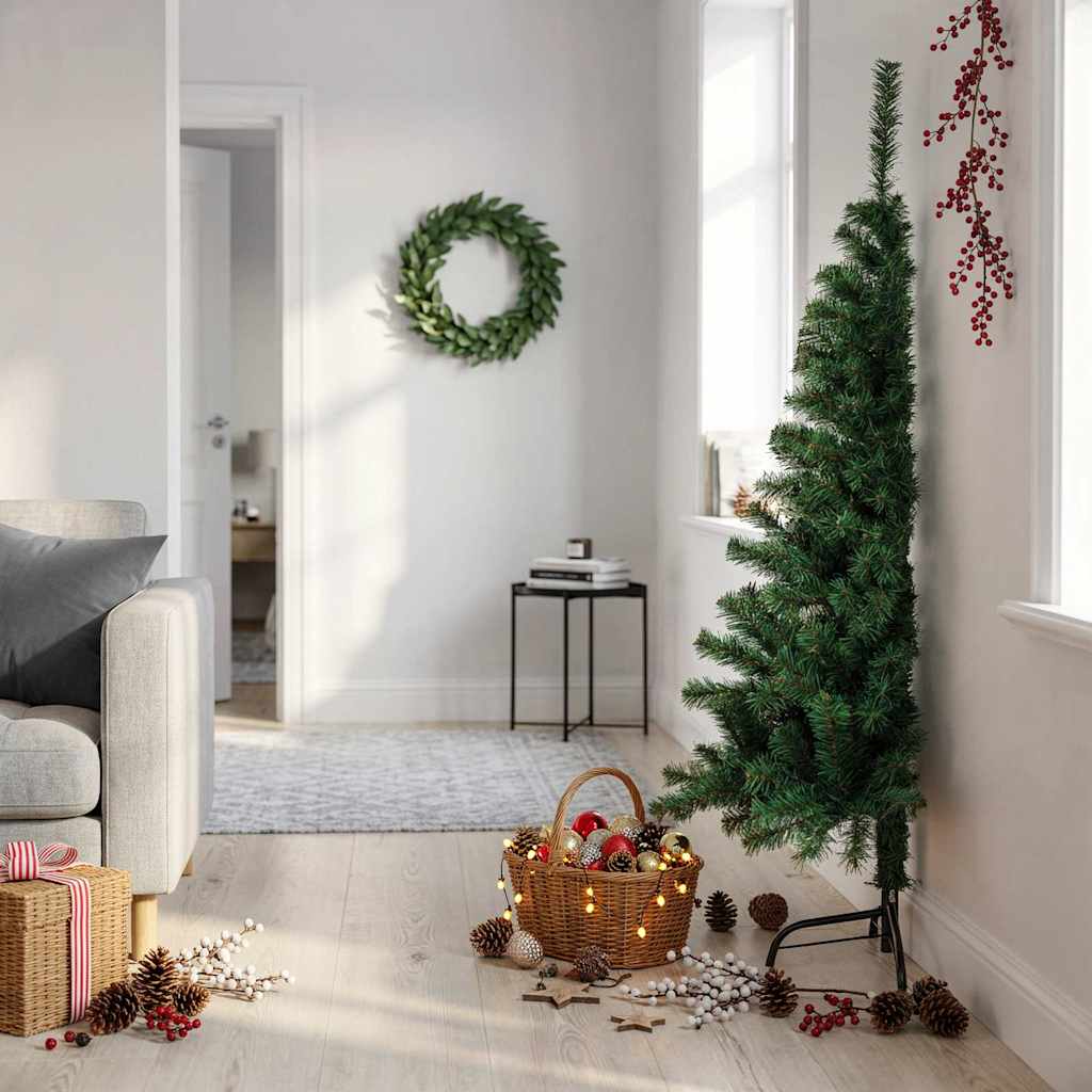 Halv plastgran med fot grön 150 cm PVC