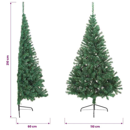 Halv plastgran med fot grön 210 cm PVC