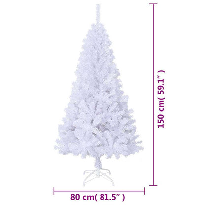Plastgran med tjocka grenar vit 150 cm PVC