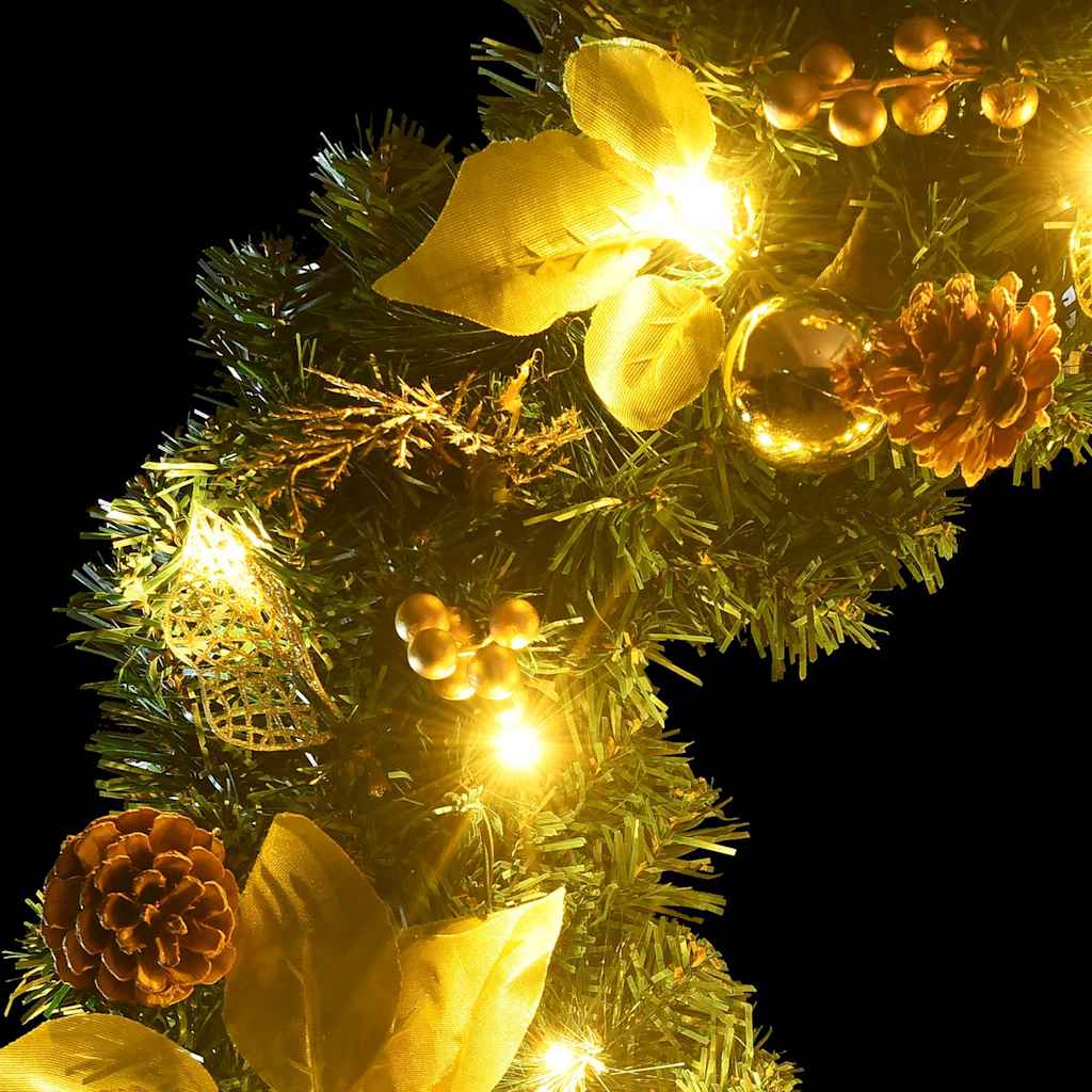 Julkrans med LED-lampor grön 60 cm PVC