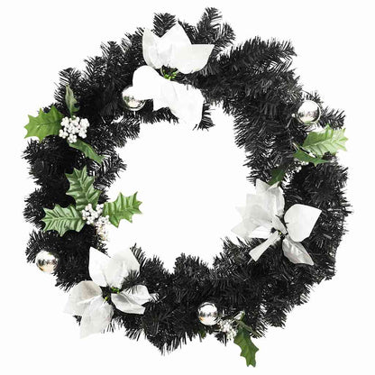 Julkrans med lysdioder svart 60 cm PVC