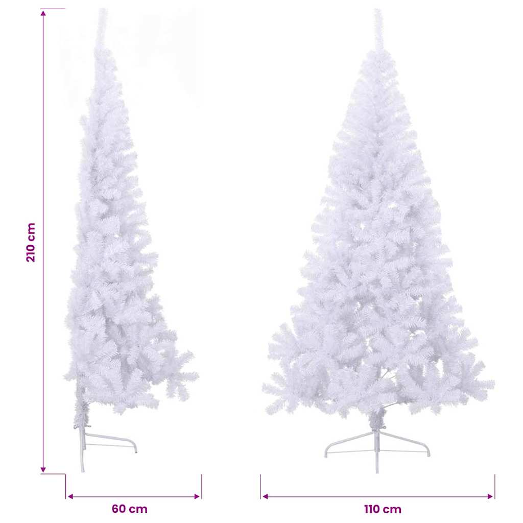 Halv plastgran med fot vit 210 cm PVC