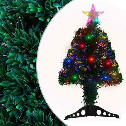 Förbelyst julgran med fot och LED 64 cm fiberoptik