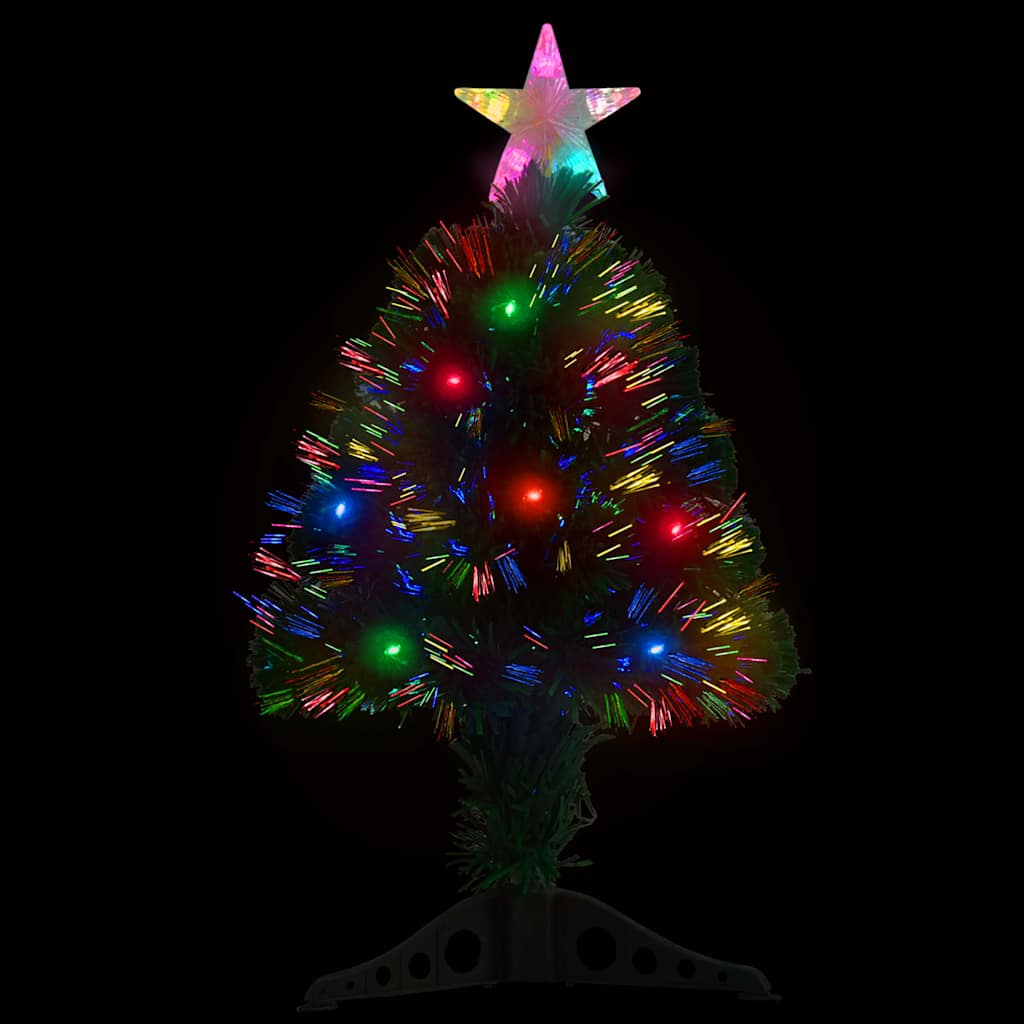 Förbelyst julgran med fot och LED 64 cm fiberoptik