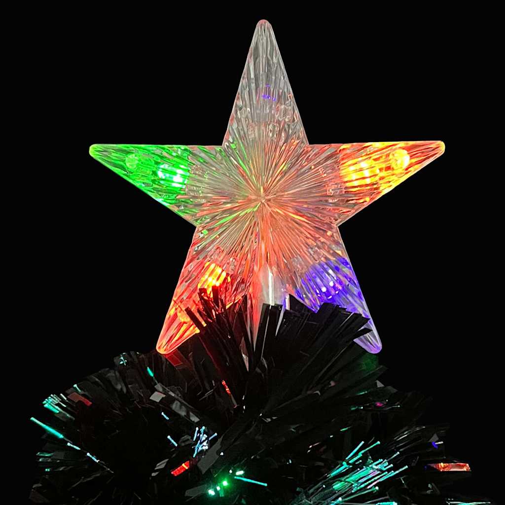 Julgran med LED-snöflingor svart 64 cm fiberoptik
