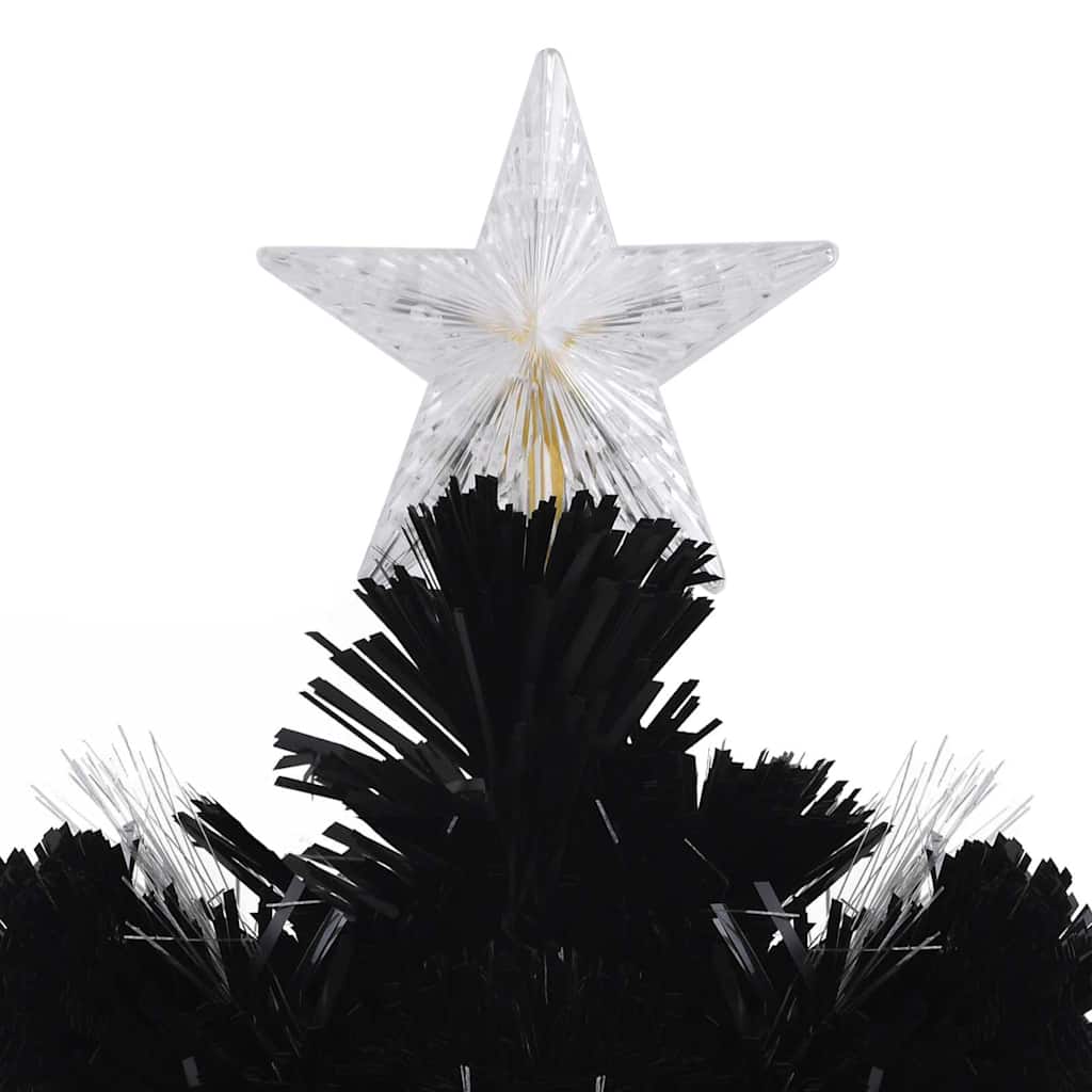 Julgran med LED-snöflingor svart 120 cm fiberoptik