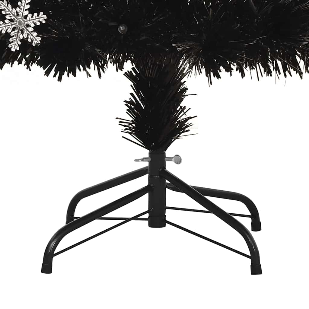 Julgran med LED-snöflingor svart 120 cm fiberoptik
