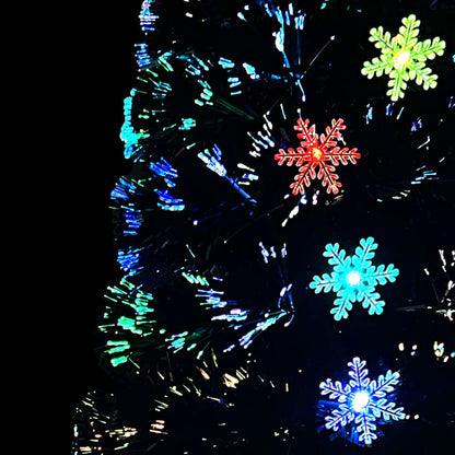 Julgran med LED-snöflingor svart 180 cm fiberoptik