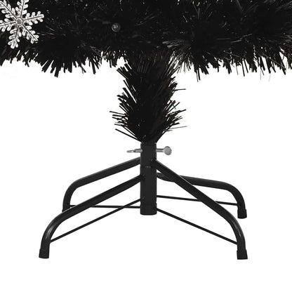 Julgran med LED-snöflingor svart 180 cm fiberoptik