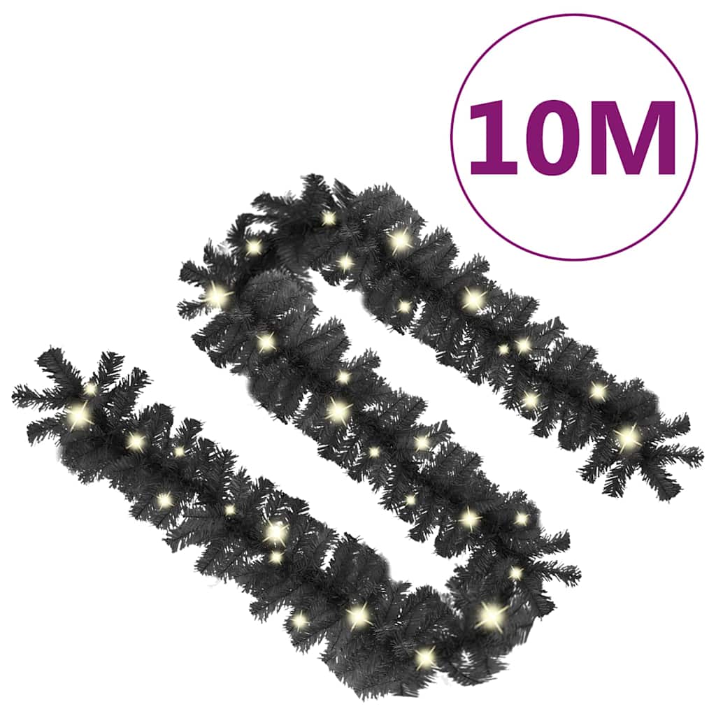 Julgirlang med LED-lampor 10 m svart
