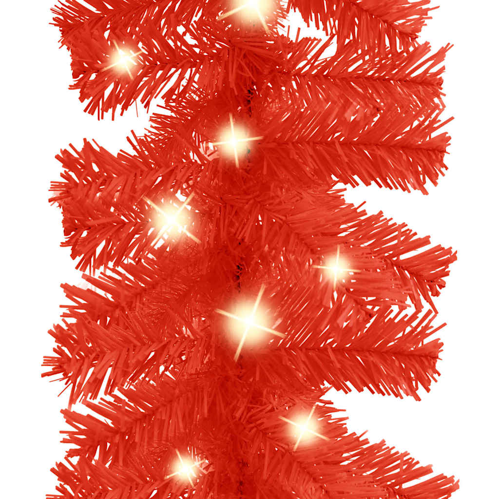 Julgirlang med LED-lampor 5 m röd