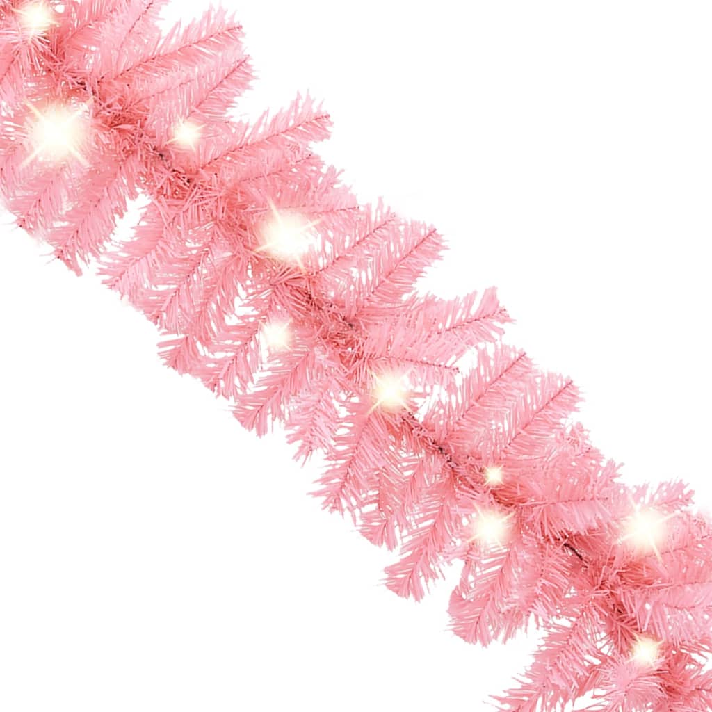 Julgirlang med LED-lampor 5 m rosa