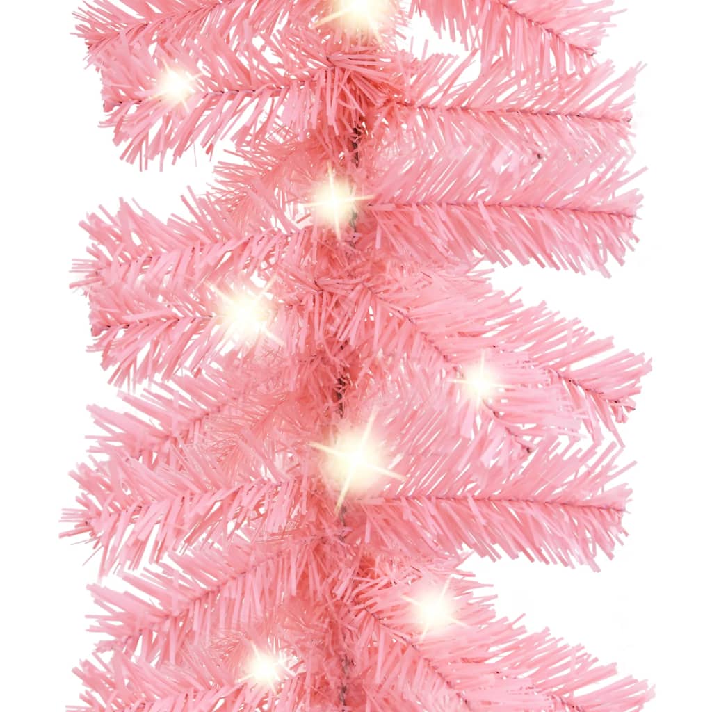 Julgirlang med LED-lampor 5 m rosa