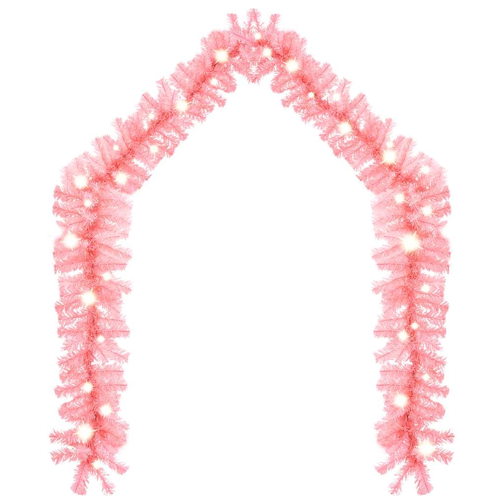 Julgirlang med LED-lampor 10 m rosa