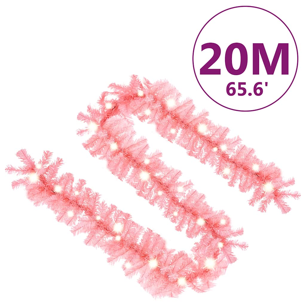 Julgirlang med LED-lampor 20 m rosa