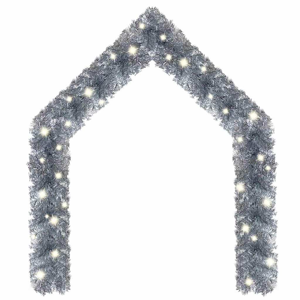 Julgirlang med LED-lampor 10 m silver