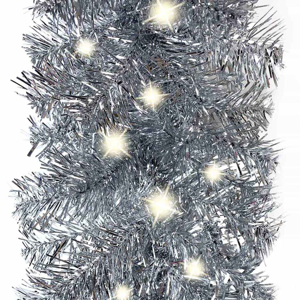 Julgirlang med LED-lampor 10 m silver