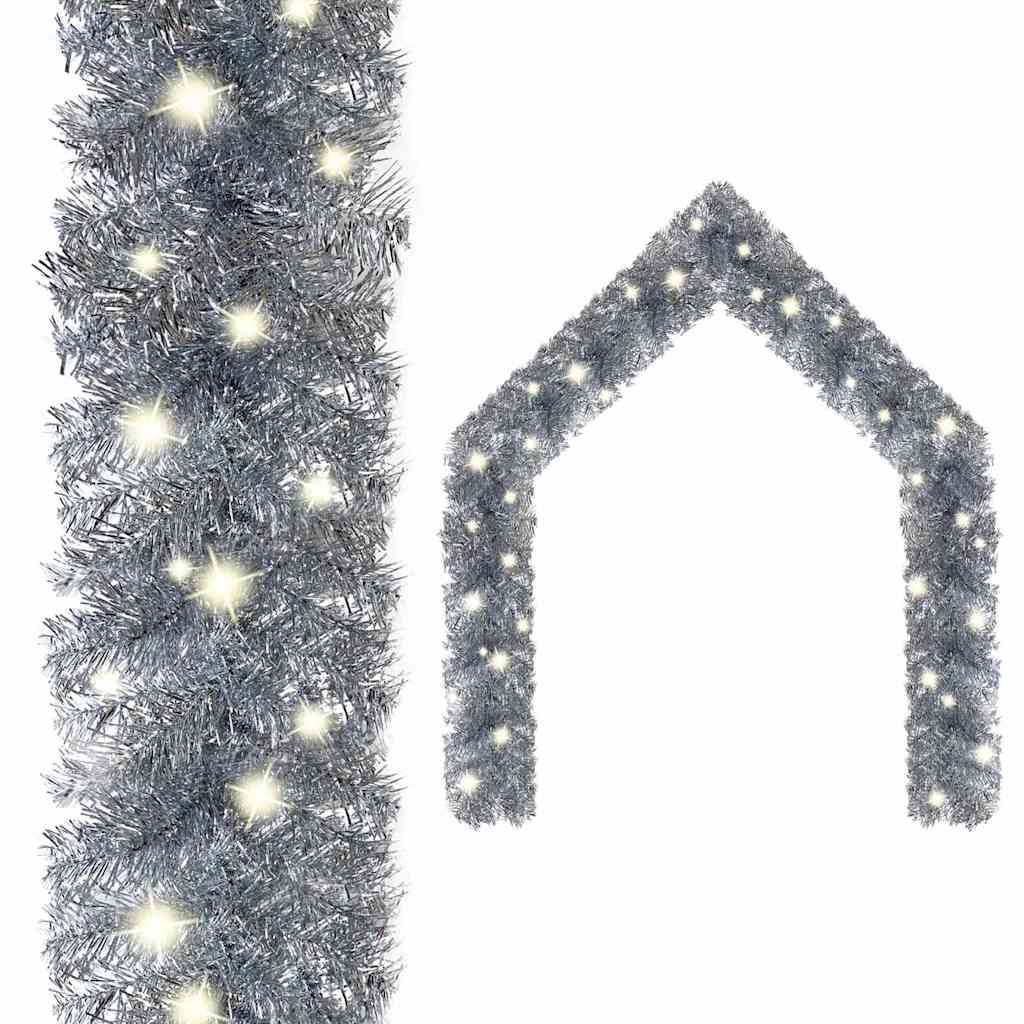 Julgirlang med LED-lampor 20 m silver