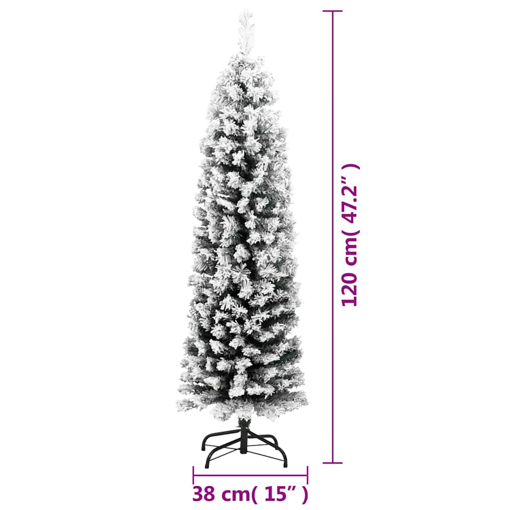 Smal plastgran med snö grön 120 cm PVC