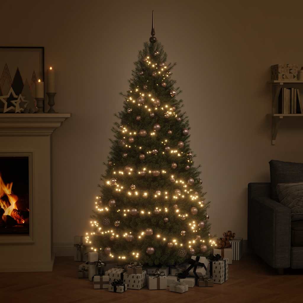 Julgranskulor med spira och 150 LED 60 delar roséguld