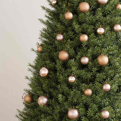 Julgranskulor med spira och 150 LED 60 delar roséguld