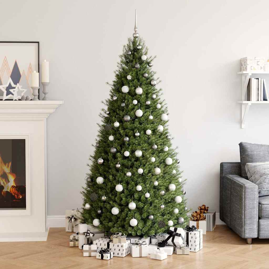 Julgranskulor med spira och 300 LED 120 delar vit och grå