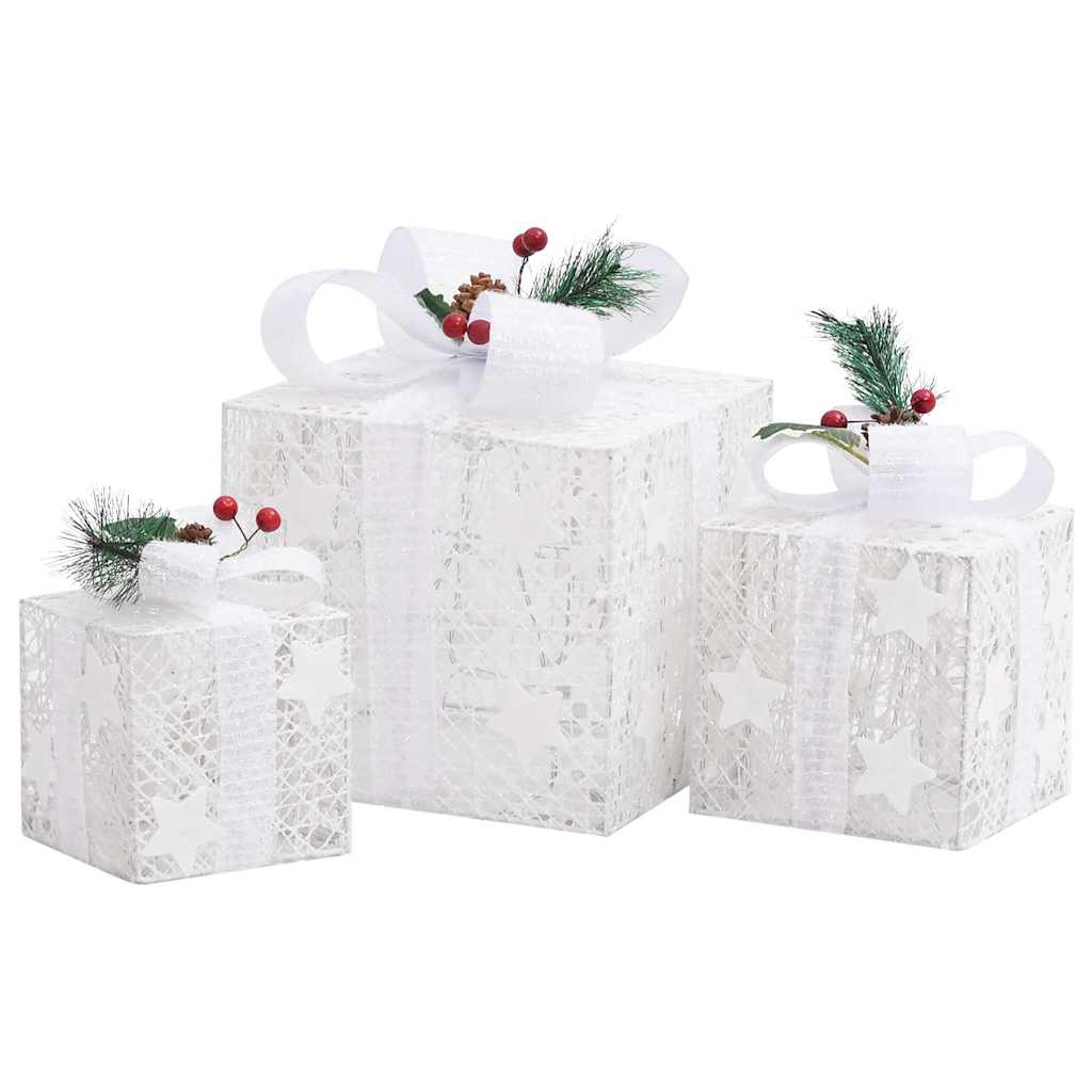 Juldekoration julklappar 3 st vit ute/inne