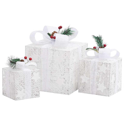Juldekoration julklappar 3 st vit ute/inne