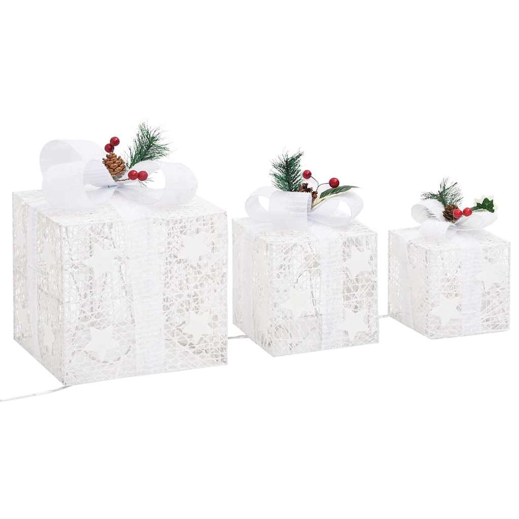Juldekoration julklappar 3 st vit ute/inne