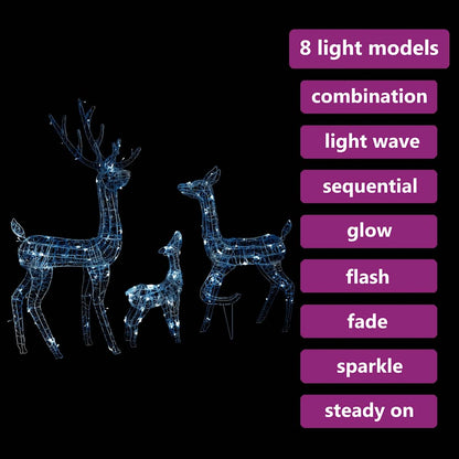 Juldekoration renfamilj akryl 300 LED kallvit