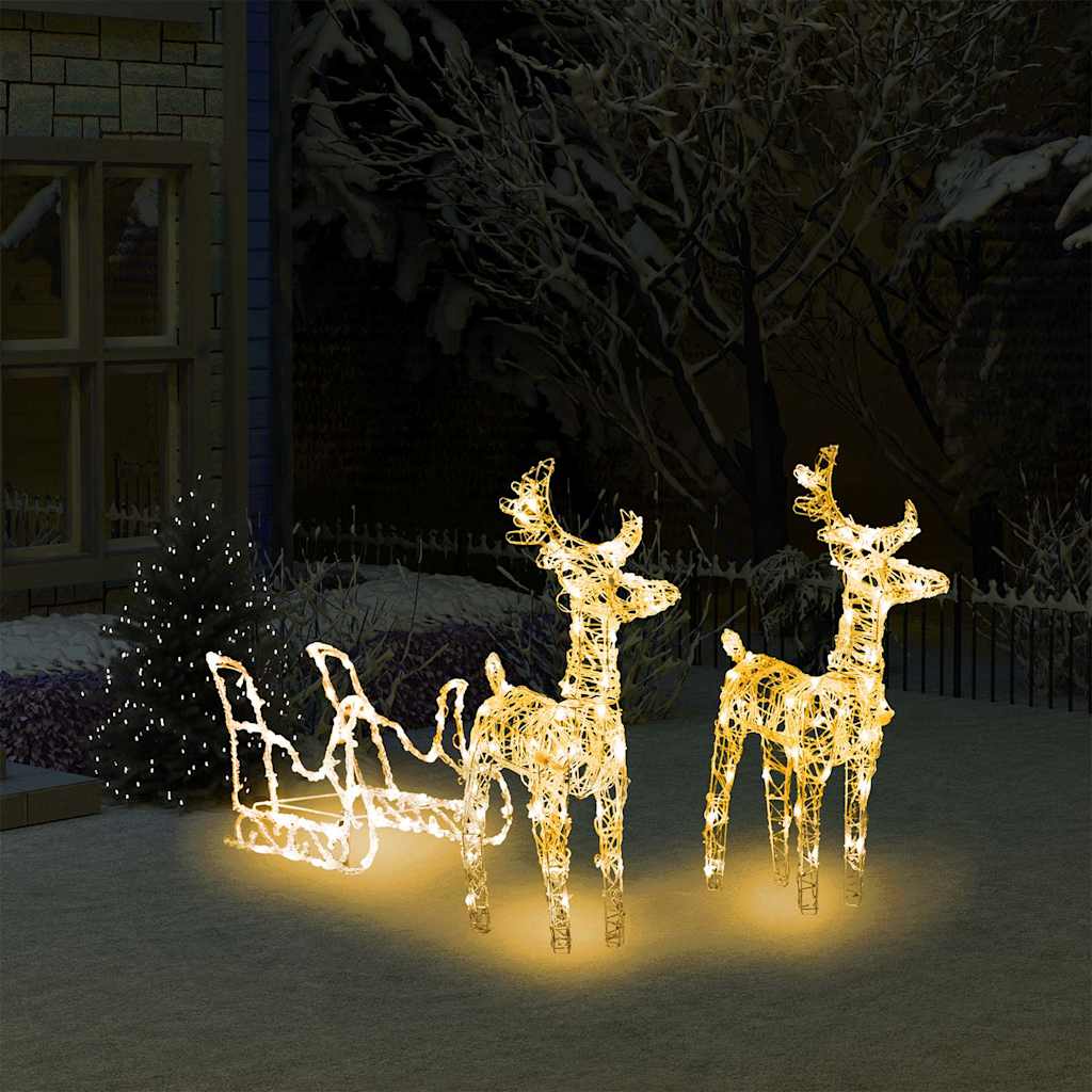 Juldekoration renar & släde 160 LED 130 cm akryl