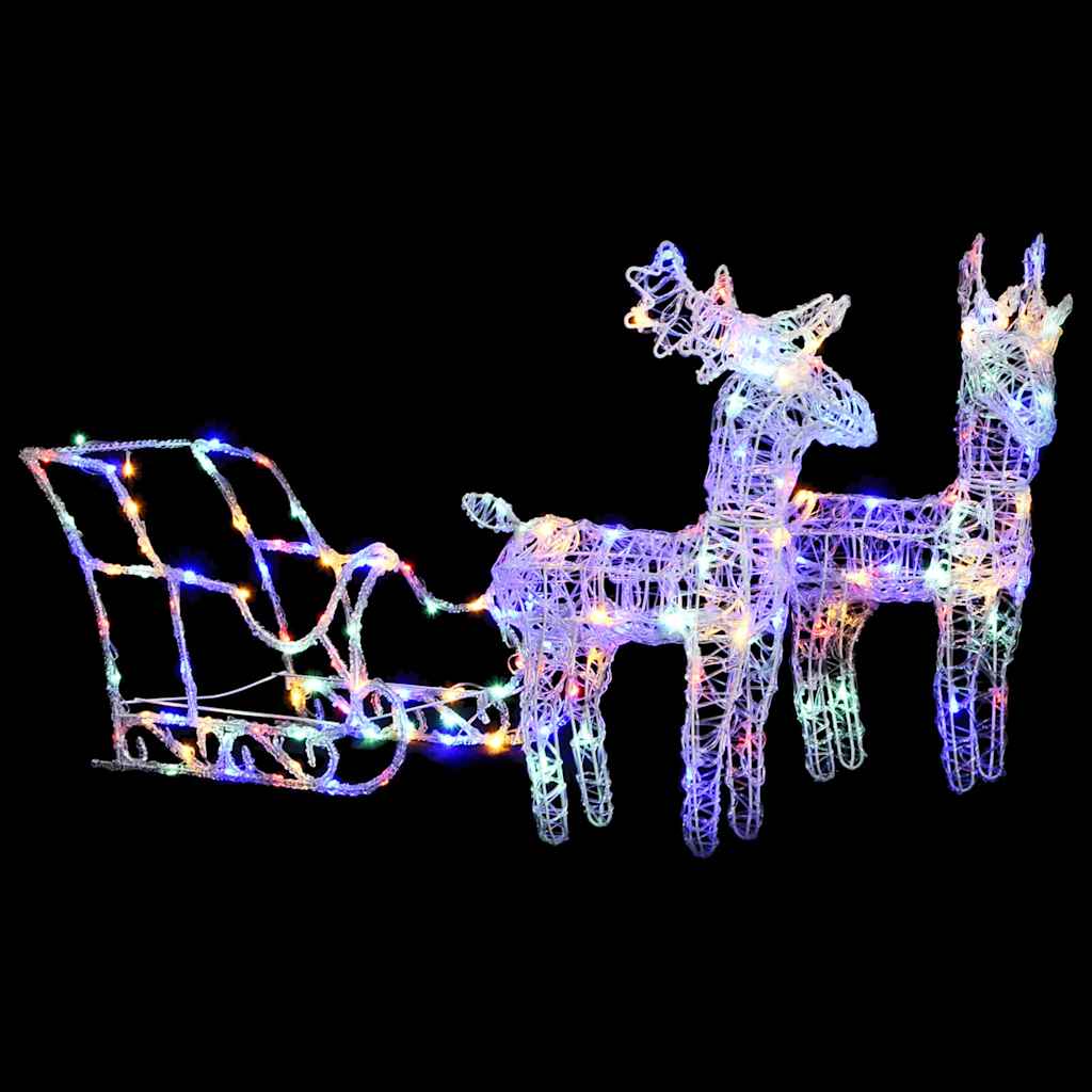 Juldekoration renar & släde 160 LED 130 cm akryl