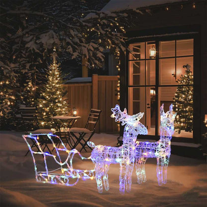 Juldekoration renar & släde 160 LED 130 cm akryl