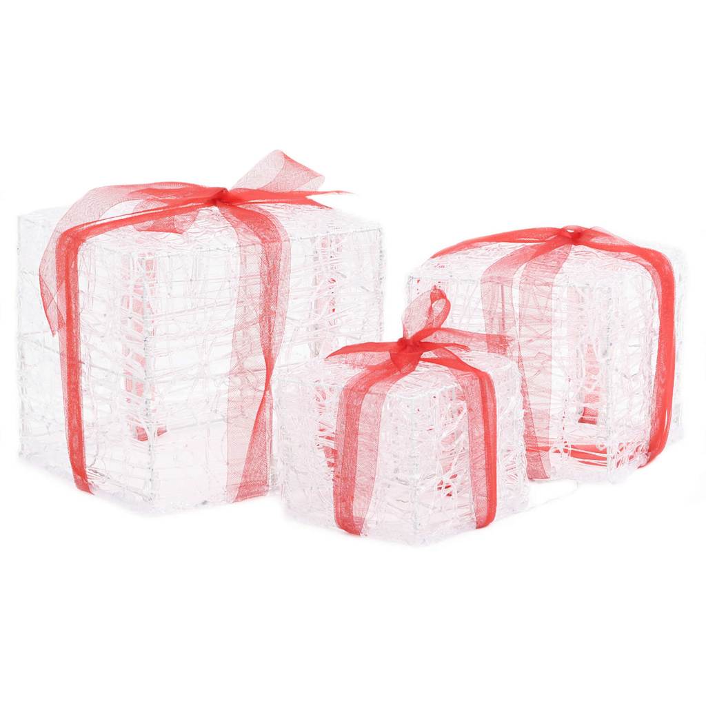 Juldekoration julklappar akryl 3 st flerfärgad