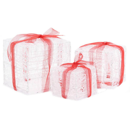 Juldekoration julklappar akryl 3 st flerfärgad