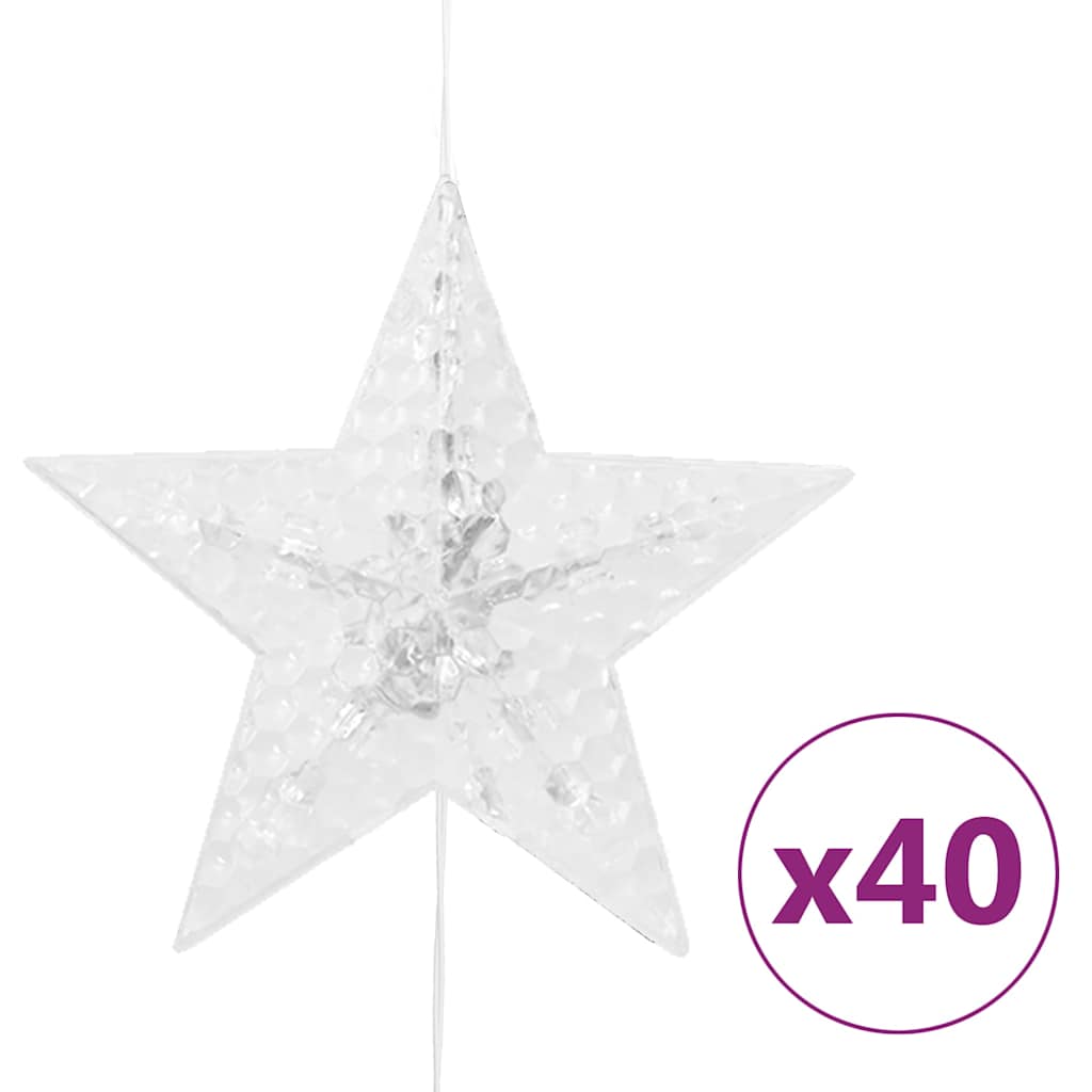 Ljusgardin med stjärnor 200 lysdioder kallvit 8 funktioner