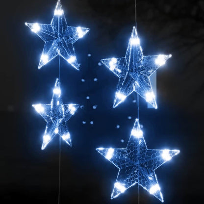 Ljusgardin med stjärnor 200 lysdioder blå 8 funktioner