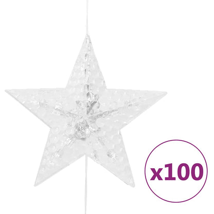 Ljusgardin med stjärnor 500 lysdioder kallvit 8 funktioner