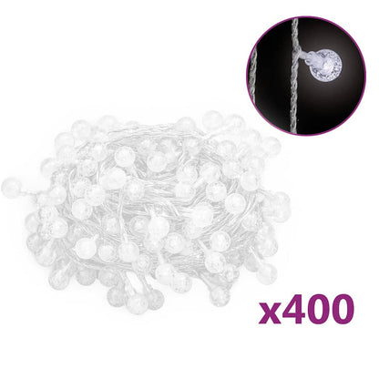 Ljusslinga 40 m kulor 400 lysdioder kallvit 8 funktioner