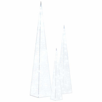 Ljuskoner set akryl kall vit 30/45/60 cm