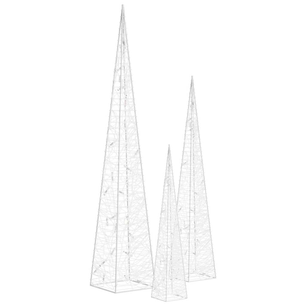 Ljuskoner set akryl kall vit 30/45/60 cm