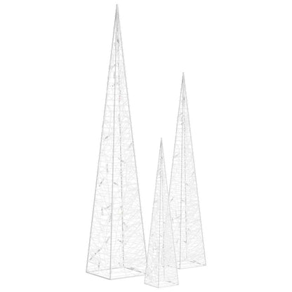 Ljuskoner set akryl kall vit 30/45/60 cm