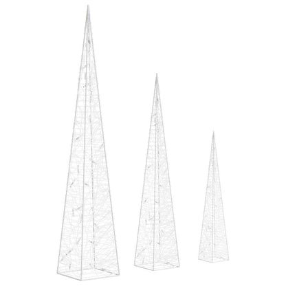 Ljuskoner set akryl kall vit 30/45/60 cm