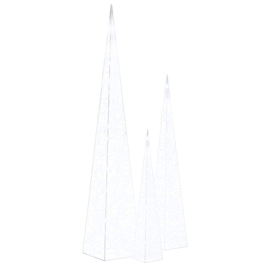 Ljuskoner LED set akryl kall vit 60/90/120 cm