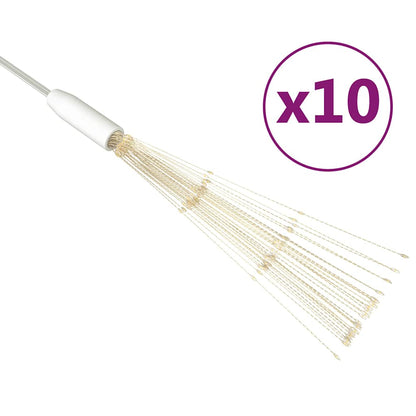 Utomhusbelysning fyrverkerier 10 st varmvit 20cm 1400 lysdioder