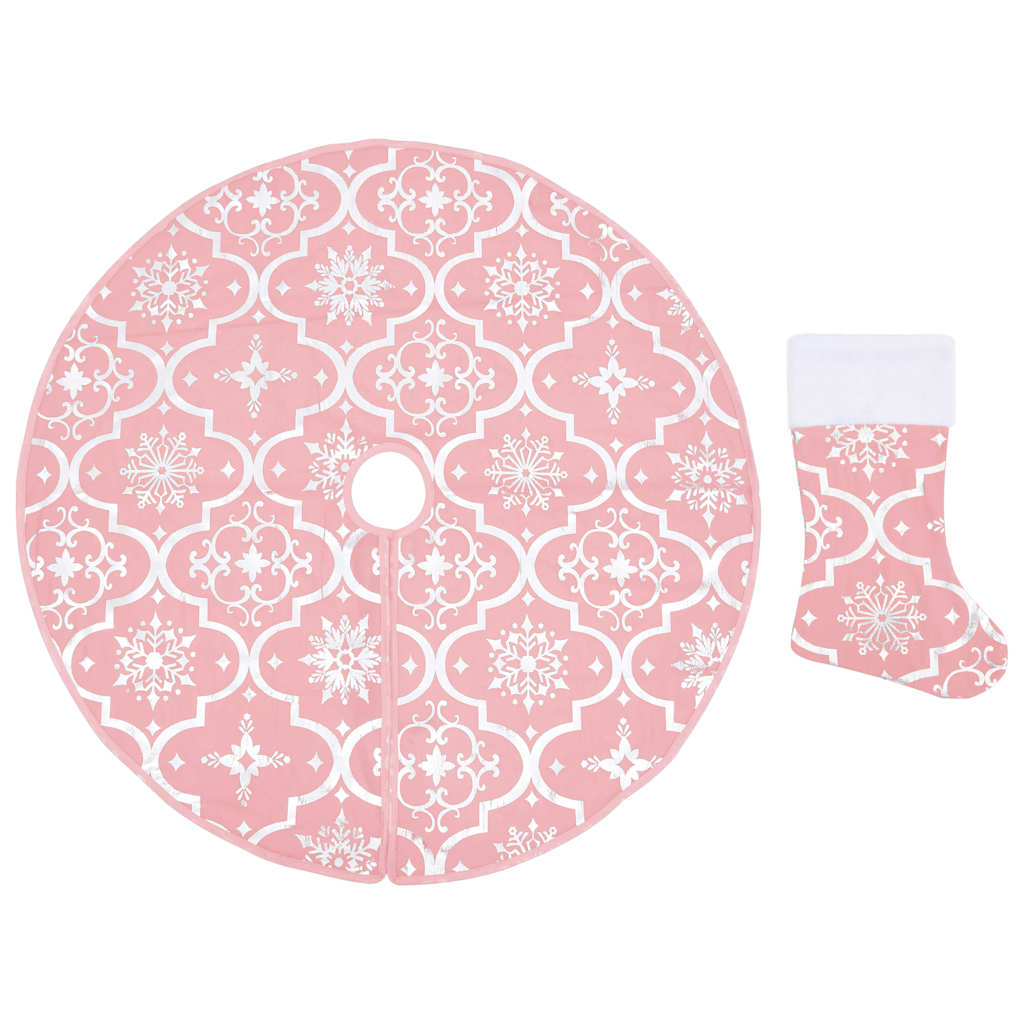 Julgranskrage lyxig med rosa strumpa Ø150 cm tyg