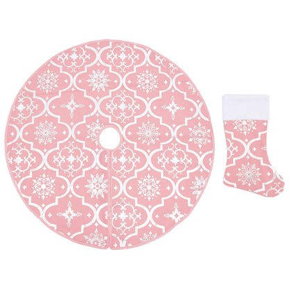 Julgranskrage lyxig med rosa strumpa Ø150 cm tyg