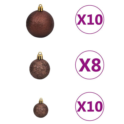 Konstgjord julgran med LED och bollset och kottar 210 cm