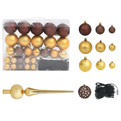 Belyst plastgran med kulor vit 240 cm